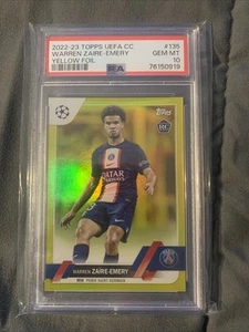 2022-23 Topps UEFA CC Warren Zaire-Emery lamina gialla /299 PSA 10 - Foto 1 di 2