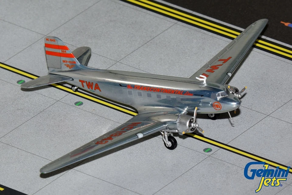GeminiJets TWA Transcontinental & Western Air DC-3 NC1943 escala 1:200 diecast Foto 1 de 1
