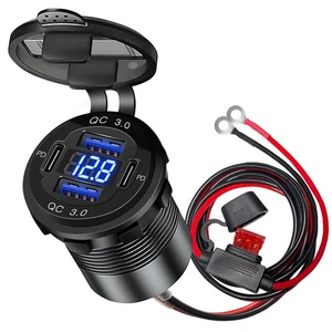 4 Port 12V USB Outlet Aluminum Multi Port USB C Charger 78W Dual PD3.0 & QC3.... - Picture 1 of 7