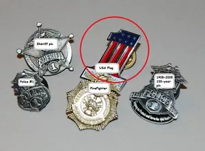 POLIZEI FEUERWEHR MOTORRAD 1" ABZEICHEN SAMMLUNG: USA #1 Flagge ANSTECKNADEL - Bild 1 von 10