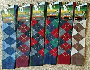 Men's GOLFING SOCKS KNEE HIGH ARGYLE DIAMOND SCOTTISH STYLE GOLF SOCKS - Picture 1 of 8