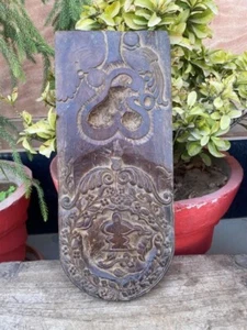Antique Wooden Hand Carved fINE South Indian God Shiva Linga Om Figure Panel - Picture 1 of 10