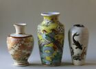 Three Antique / Vintage Japanese Porcelain Vases Approx. 15cm, 12cm, 11.5cm H