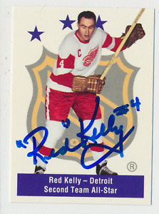 ORIGINAL EXTRA RARE SIGNED 1956-57 PARKHURST LEO "RED" KELLY DETROIT RED WINGS