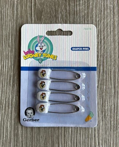 Vintage 1997 NOC Gerber Baby Looney Tunes Diaper Pins Taz Cloth Diapers 76074 - Picture 1 of 2