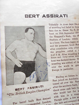 Vintage 8 AMAZING AUTHENTIC WRESTLERS  AUTOGRAPH COLLECTION 1954 Bert Assirati - Image 1 of 4