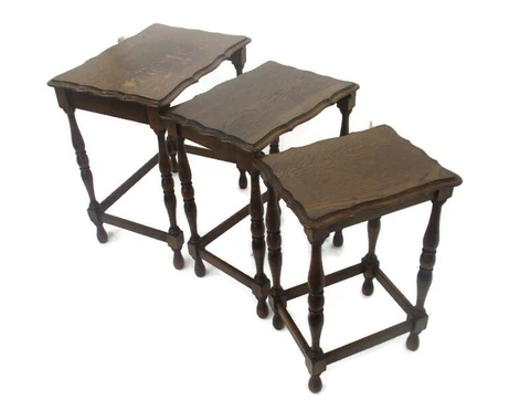 Set of 3 Mid Century Wooden Stacking Nesting Tables Side Coffee Tables  50s Cover