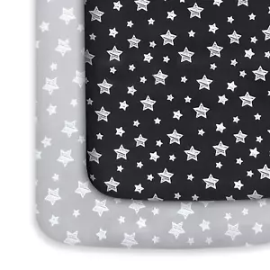 Mini Crib Sheets, 2 Pack Pack and Play Sheets, Stretchy Playard Fitted Sheet, Co - Picture 1 of 12