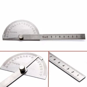 1pc Winkelmesser 180° Edelstahl Gradmesser Gradbogen Winkel-Lineal Winkellehre·· - Bild 1 von 8