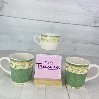 Pfaltzgraff FRENCH QUARTER Green Coral Vines Stoneware Two 12oz One 8oz Mugs Set - Image 1 of 4