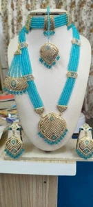 Joharibazar Kundan Collar Choque Tikka Orejas Passe Étnico Joyería Set 9 - Imagen 1 de 1