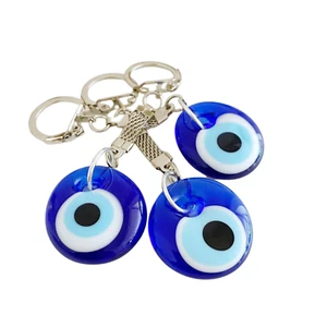 EVIL EYE KEYCHAIN Blue Glass Good Luck Charm Key Chain Ring Protection Nazar NEW - Picture 1 of 3