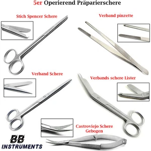"5er Set Chirurgische Schere – OP Präparierklemme Gewebe Schneider Instrumente" - Bild 1 von 7