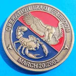 Operation Freedom 2003 Scorpion Eagle Dragon Commemorative Colorized 40mm Coin - Picture 1 of 2