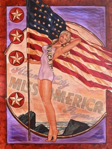 Miss America by Mike Bell Tattoo Art Canvas Giclee Atlantic City Beauty Pageant - Picture 1 of 1