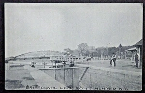Fort Hunter NY View of Lock 30 Erie Canal w Ad for Canal Club Meeting SHIPS FREE - Picture 1 of 2