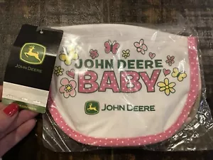 John Deere Baby Girl Pink & Green Bib 2-pack Set Free Ship - Picture 1 of 2