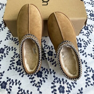 UGG Tasman Wool Platform Chestnut Suede Leather Women's Narrower Slippers US6-11 - Picture 1 of 12