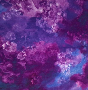 1 yard Carol Cavalaris QT Fabrics Purple & Blue Hydrangea Blooms Cotton - Picture 1 of 4