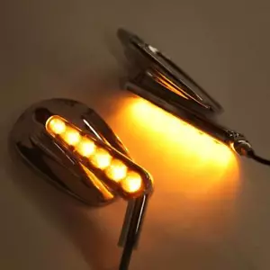 Chrome Motorcycle Rearview LED Turn Signal Mirrors For Harley Davidson V-Rod US - Bild 1 von 11