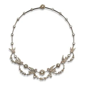 Collar Mujer Plata Esterlina 925 Festoon CZ Blanco Diseño Pájaro JOYERÍA ADASTRA - Imagen 1 de 7