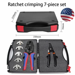 Ratcheting Crimping Tool Set 7 PCS Quick Exchange Jaw for Heat Shrink Non Insula - Picture 1 of 8