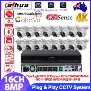Dahua 12MP 16CH CCTV System Kit 4K 8MP Full Color WizSense POE IP Camera Mic Lot - Picture 1 of 27