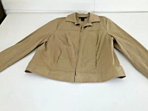"Chaqueta de mujer LANE BRYANT, talla 14/16, bronceada liso, caqui con cremallera, manga larga a/a 22" - Imagen 1 de 12