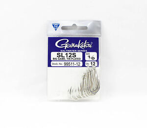 Gamakatsu SL12S Big Game Tin Plated Hook Size 1/0 ,12 Per pack (1335)