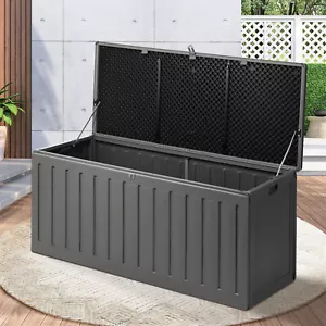 Livsip Outdoor Storage Box Bench 490L Cabinet Container Garden Deck Tool Grey - Picture 1 of 10