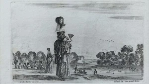 Kupferstich Radierung Stefano Della Bella, Les dames relecordant des baigneurs - Bild 1 von 10