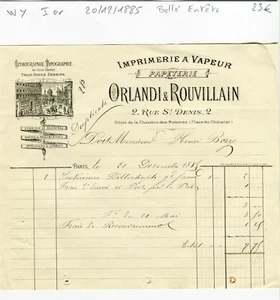 Paris I er 2 Rue Saint Denis - Belle Entête d'une Imprimerie du 20/12/1885 - Bild 1 von 1