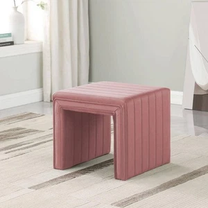 Homepop Blush Velvet Channel Decorative Ottoman - Picture 1 of 8
