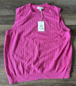Acogedor suéter con cable de hilo de montaje gratuito ajuste clásico rosa intenso para mujer 2XL - Imagen 1 de 4
