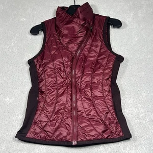 Athleta Womens Puffer Vest S Red Waist Length Full Zip Stretch Collar Pockets - Picture 1 of 14