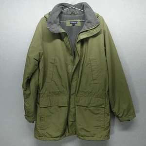 Lands End Jacket Mens Medium Parka Hooded Windcheck Lined Full Zip Pockets - Picture 1 of 16