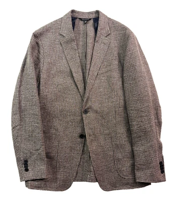Chaqueta Blazer Banana Republic 42R Marrón Pata de Gallo Arpillera Traje Deportivo Abrigo Lino Foto 1 de 4