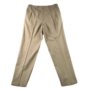 Lauren Ralph Lauren pantalone elegante lana uomo 38x34 plissettato polsini marrone carriera - Foto 1 di 15