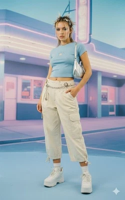 Polo Ralph Lauren Womens Cargo Ankle Denim Jeans Size 6 Y2K Baggy Vintage Gorp - Image 1 of 4