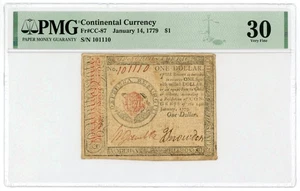 (CC-87) January 14, 1779 $1 Continental Currency Note - PMG VF 30 - Picture 1 of 2