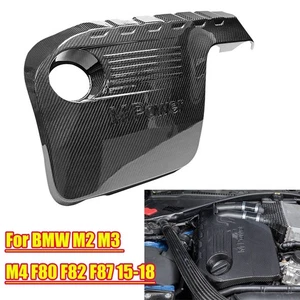 Real Carbon Fiber Engine Valve Cover W/Logo For BMW F80 M3 F82 F83 M4 F87 M2 S55 - Picture 1 of 7