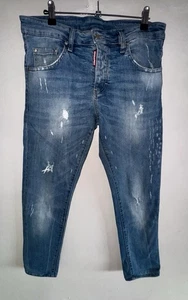 Pantalones de mezclilla recortados Dsquared2 para mujer azules desgastados hechos en Italia 48 de diseñador - Imagen 1 de 8