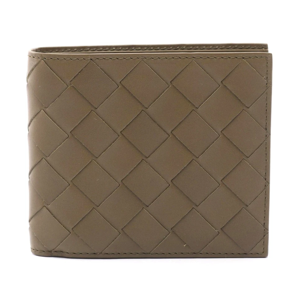 Cartera Bottega Veneta Cuero Intrecciato Doble Pliegue Hombres Verde Talla Única Foto 1 de 4