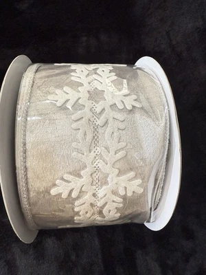 Copo de nieve de terciopelo brillante con joya cinta de 4 pulgadas suministros artesanales navideños 5 yardas Foto 1 de 3