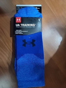 Under Armour UA Training Mens NEW Blue Training Crew Socks Mens Size 12-16 - Picture 1 of 1