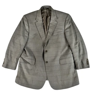 Jos. A. Banks Tan Checked Two Button Single Vent Silk Wool Sports Coat Men's 46R - Picture 1 of 24