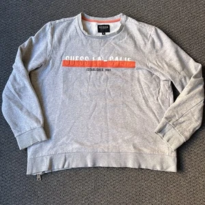 Guess Los Angeles Men’s Sweater Size XL Grey Pullover Jumper Side Zip - Picture 1 of 10