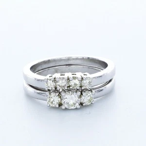 0.76ct I SI1 Round Natural Certified Diamonds 18k  Classic Engagement Ring Set - Picture 1 of 4
