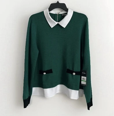 Suéter Karl Lagerfeld Paris para mujer look en capas talla XL verde Foto 1 de 3