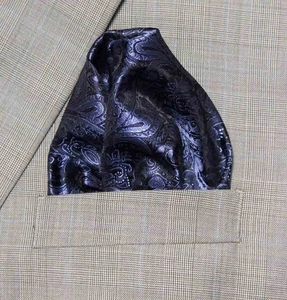 Gascoigne Pocket Square Navy Blue Black Paisley B7R Men's - Picture 1 of 3